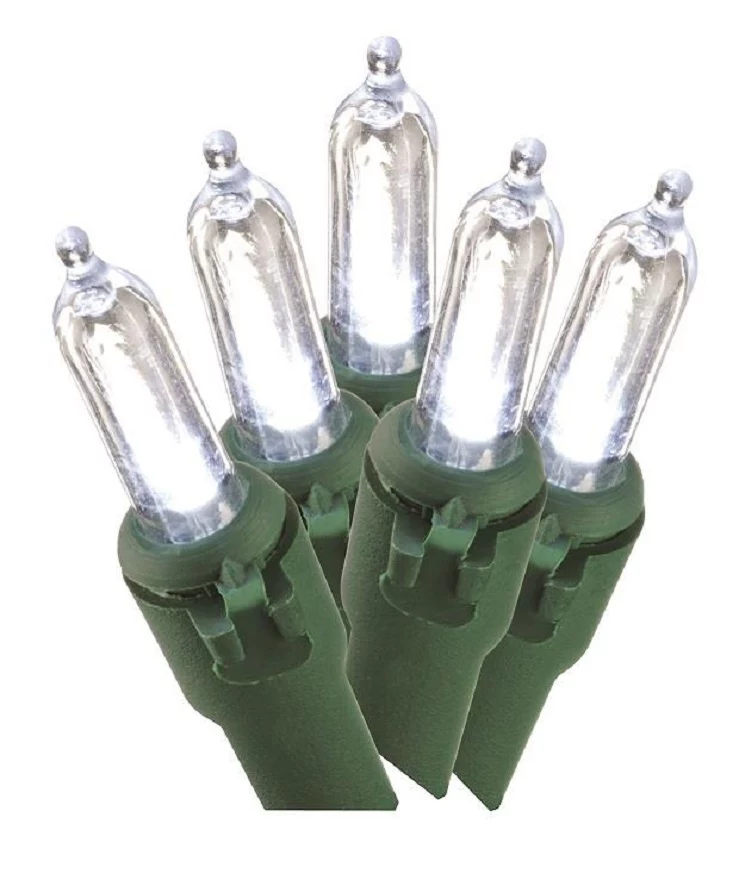 Cool White LED Mini Light Set With Green Wire, 120-Lights 1 Cool White LED Mini Light Set With Green Wire, 120-Lights