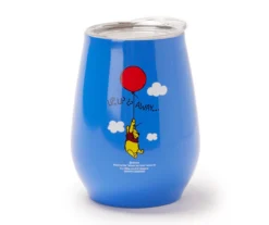 "Up, Up & Away" Blue Pooh Stainless Steel Travel Stemless Wine Mug, 10 Oz.