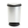 Curver Tondo Stainless Silver Step-On 12.5 Gallon Waste Can