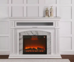 62" Grand White Faux Marble Electric Fireplace -Home Furnishing Store 810570728 3