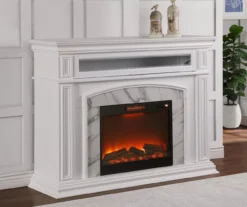 62" Grand White Faux Marble Electric Fireplace -Home Furnishing Store 810570728 4