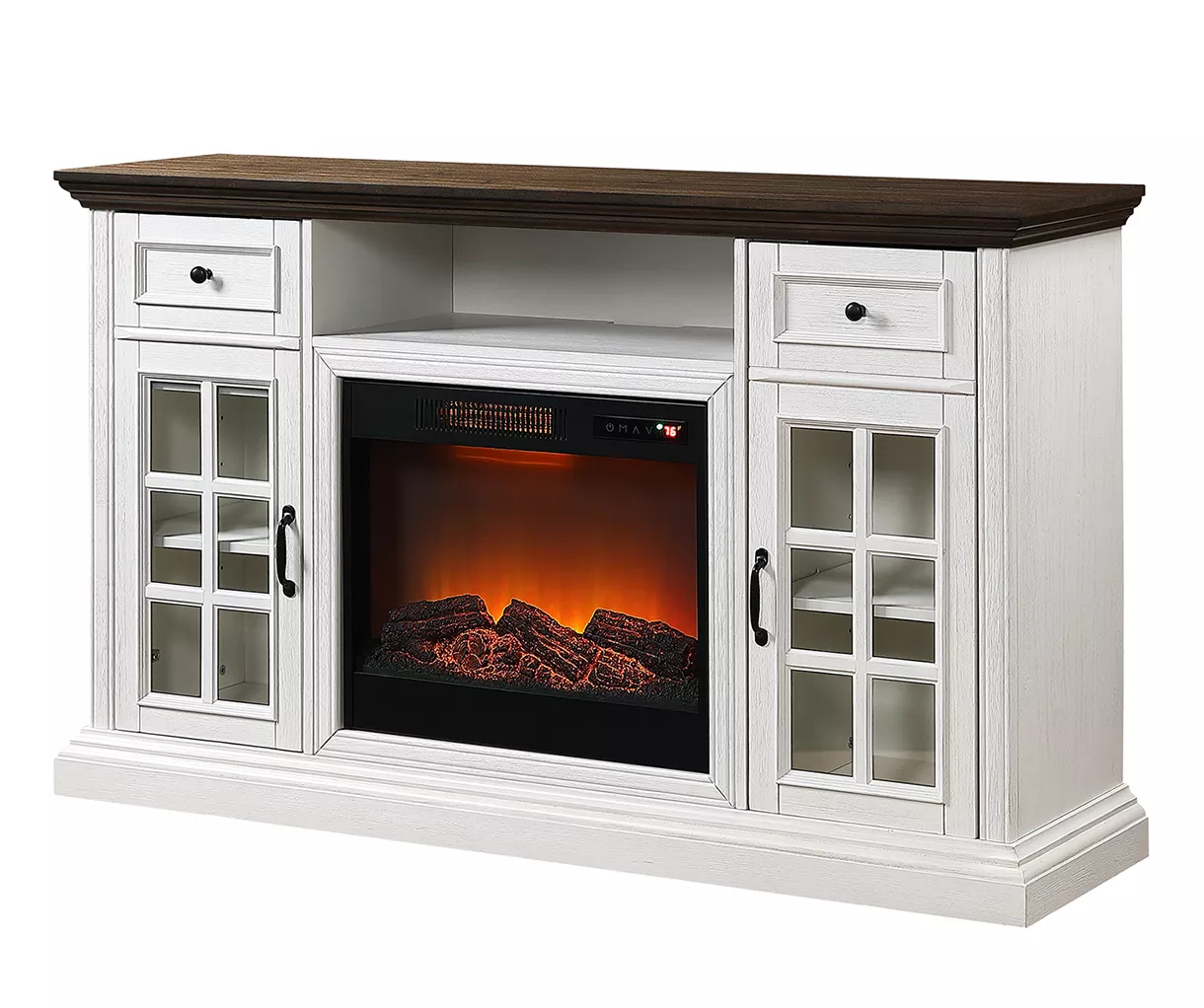 60" White 2-Tone Electric Fireplace Console 2 60" White 2-Tone Electric Fireplace Console - Image 2