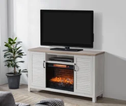 54" 2-Tone Shutter Door Electric Fireplace Console -Home Furnishing Store 810571321 A8 02