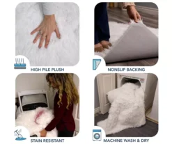 My Magic Carpet White Washable Round Shag Area Rug, (6') -Home Furnishing Store 810571829 3