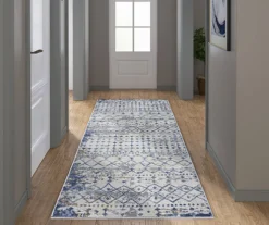 Jessica Blue & Cream Moroccan Geometric Area Rug