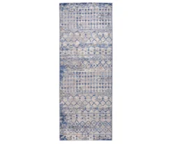 Jessica Blue & Cream Moroccan Geometric Area Rug -Home Furnishing Store 810573670 2