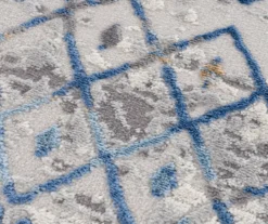 Jessica Blue & Cream Moroccan Geometric Area Rug -Home Furnishing Store 810573670 9