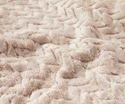 Tan Chevron Embossed Velvet Queen Blanket -Home Furnishing Store 810573799 810573801 2
