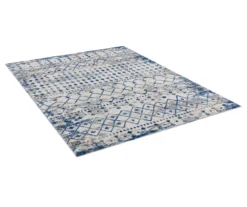 Jessica Blue & Cream Moroccan Geometric Area Rug -Home Furnishing Store 810573861 810573862 810573863 810573864 4