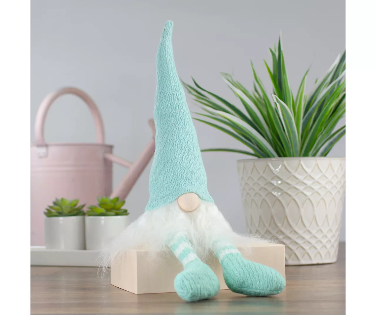 Northlight Aqua & White Knit Gnome Tabletop Decor 2 Northlight Aqua & White Knit Gnome Tabletop Decor - Image 2
