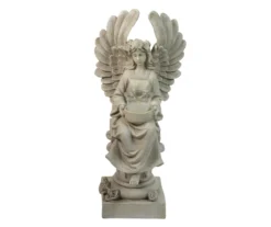 17" Angel On Pedestal Candle Holder Garden Statuary
