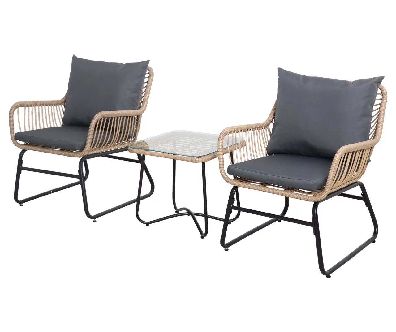 Santa Cruz 3-Piece Rattan Cushioned Patio Chair & Side Table Set 1 Santa Cruz 3-Piece Rattan Cushioned Patio Chair & Side Table Set