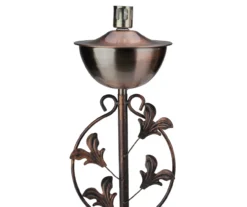 64.5" Brushed Copper Floral Motif Oil Patio Torch -Home Furnishing Store 810576094 3