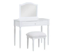 Vanity Table Set With Mirror & Faux Fur Stool 7 Vanity Table Set With Mirror & Faux Fur Stool -Home Furnishing Store 810576524 810576521 A0