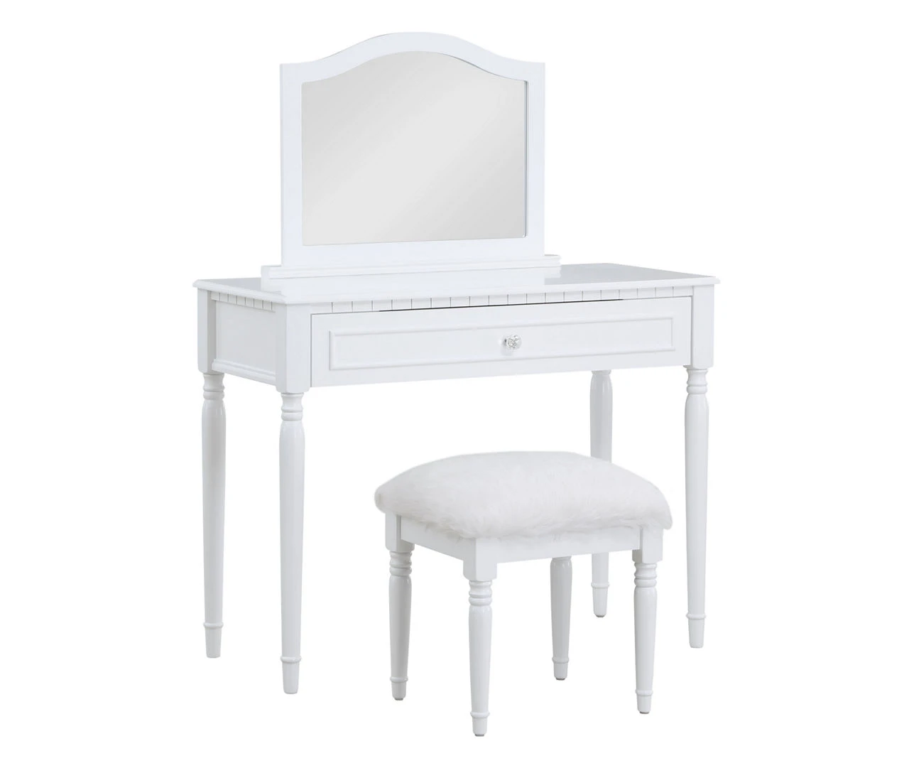 Vanity Table Set With Mirror & Faux Fur Stool 4 Vanity Table Set With Mirror & Faux Fur Stool - Image 4