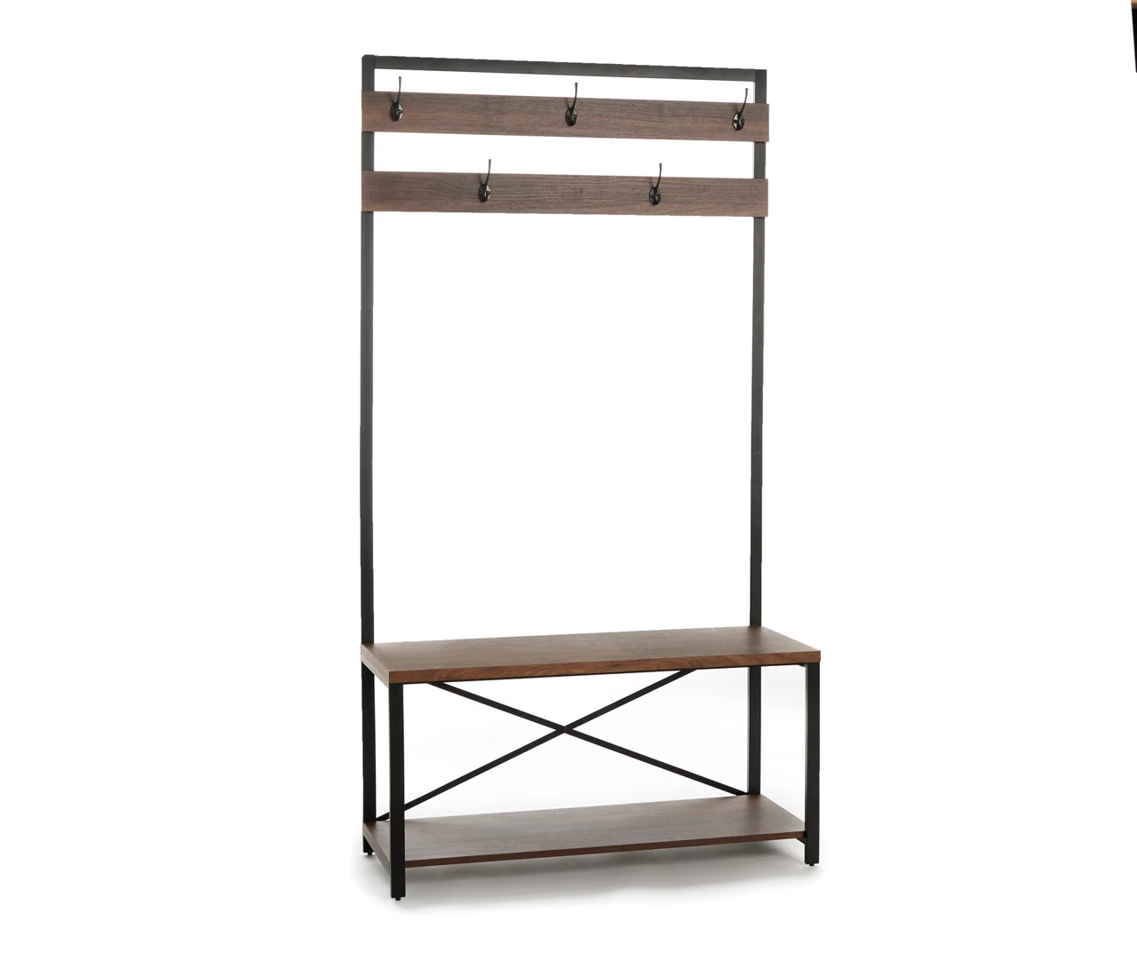 Walnut Hall Tree With Bench 2 Walnut Hall Tree With Bench - Image 2