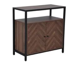 Walnut Chevron 2-Door Storage Cabinet -Home Furnishing Store 810584249 A1