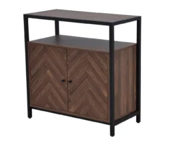 Walnut Chevron 2-Door Storage Cabinet -Home Furnishing Store 810584249 A3