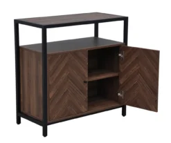 Walnut Chevron 2-Door Storage Cabinet -Home Furnishing Store 810584249 A7 3