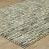 Senaka Beige & Green Abstract Crosshatch Area Rug, (2.3' X 7.6')