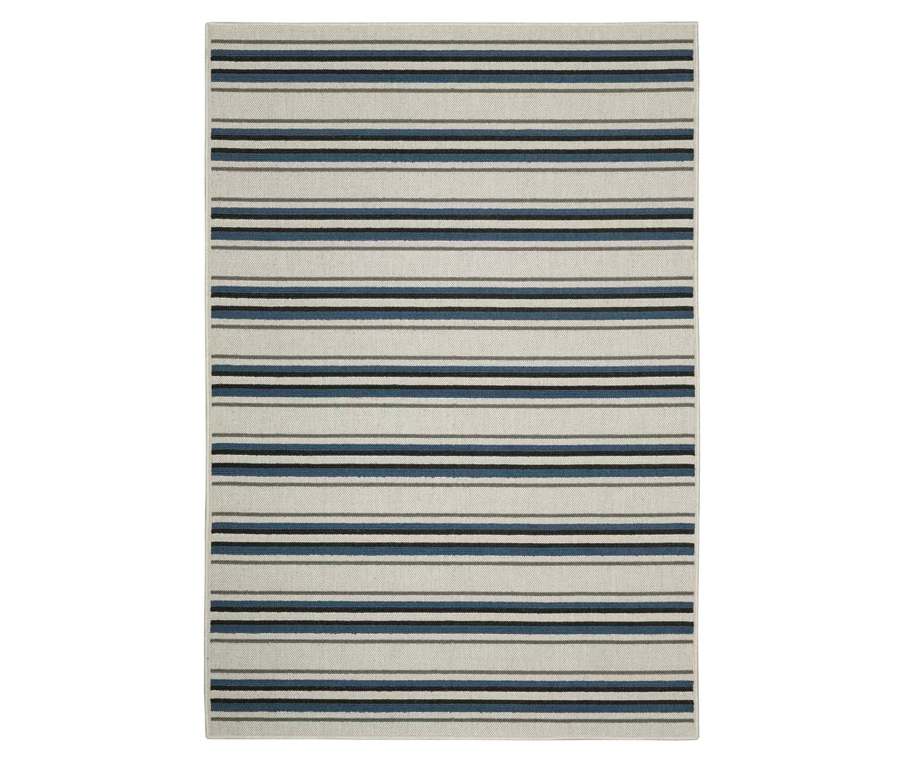 Torie Beige & Blue Stripe Outdoor Area Rug, (1.1' X 7.3') 1 Torie Beige & Blue Stripe Outdoor Area Rug, (1.1' X 7.3')