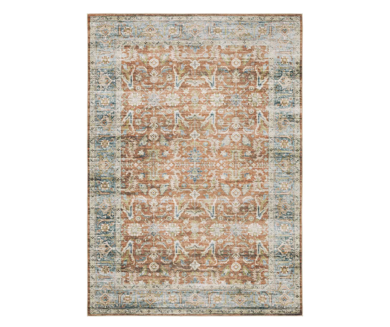 Chloe Rust & Blue Floral Area Rug 5 Chloe Rust & Blue Floral Area Rug - Image 5