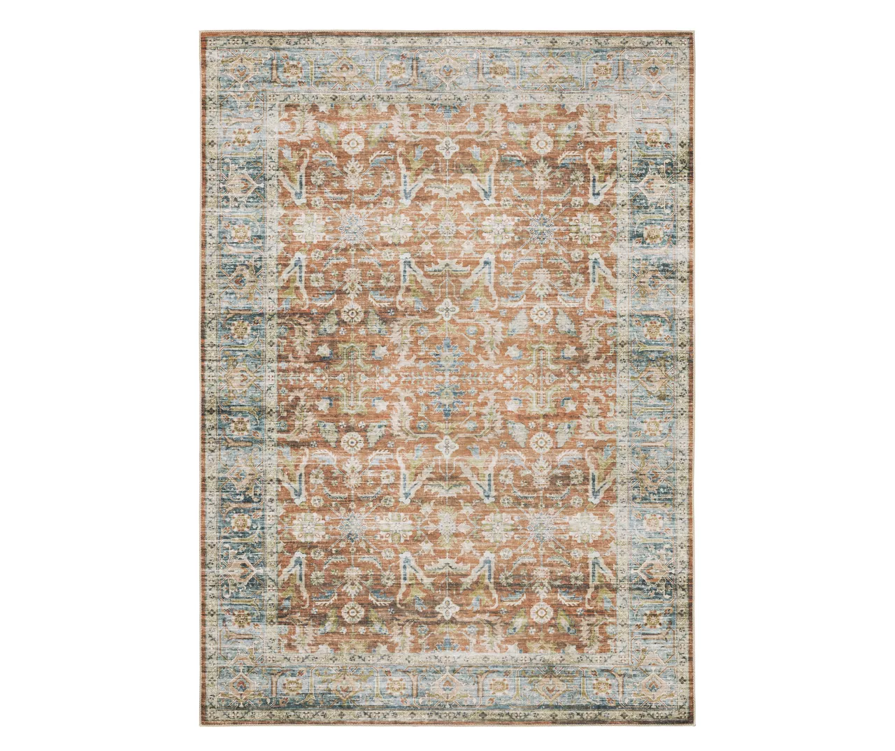 Chloe Rust & Blue Floral Area Rug 4 Chloe Rust & Blue Floral Area Rug - Image 4