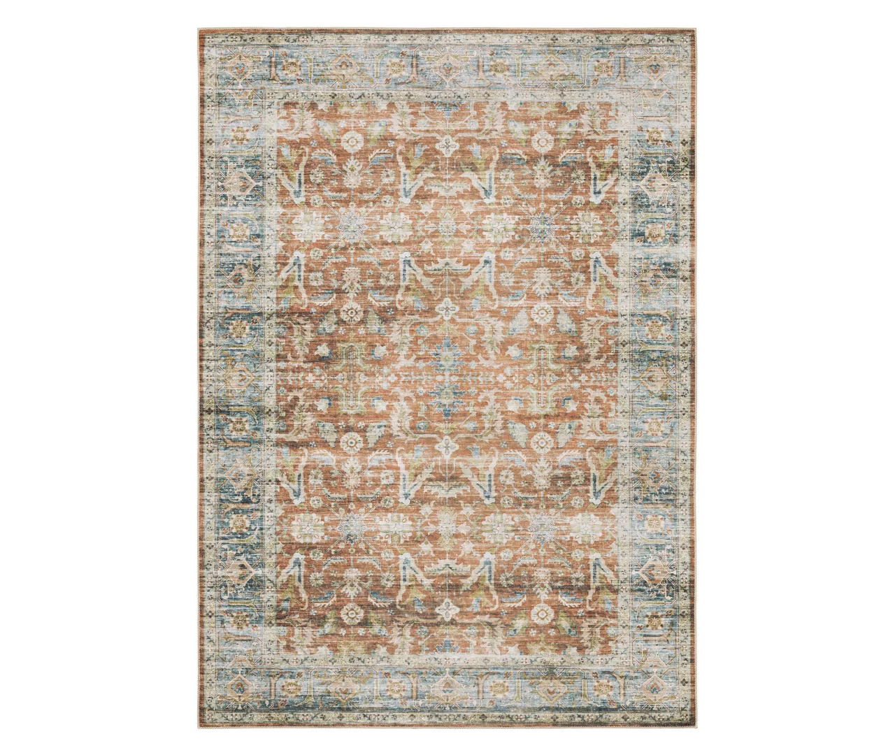 Chloe Rust & Blue Floral Area Rug 3 Chloe Rust & Blue Floral Area Rug - Image 3