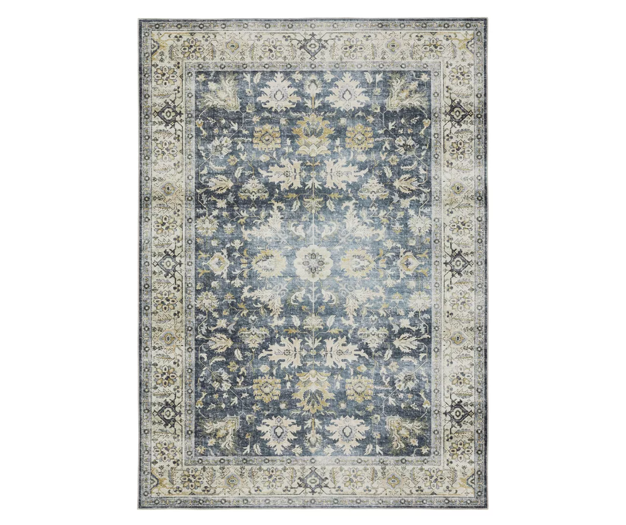 Chairo Blue & Beige Floral Area Rug, (5' X 7') 1 Chairo Blue & Beige Floral Area Rug, (5' X 7')