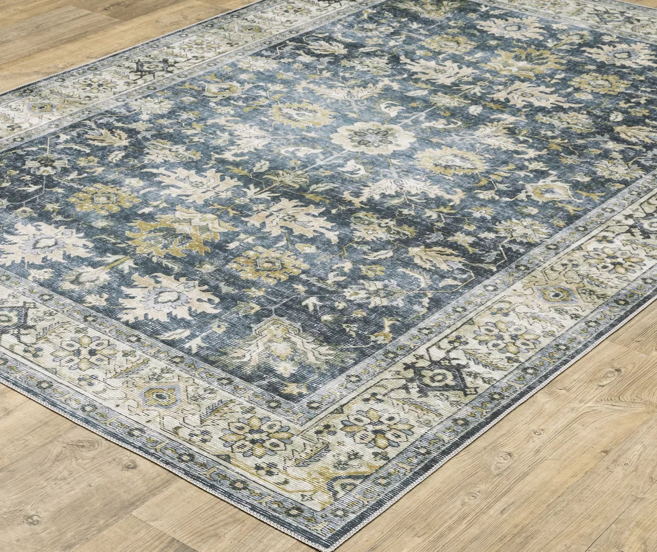 Chairo Blue & Beige Floral Area Rug, (5' X 7') 2 Chairo Blue & Beige Floral Area Rug, (5' X 7') - Image 2