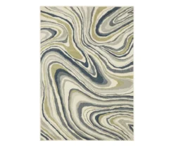 Goodman Ivory & Navy Swirl Area Rug, (6.7' X 9.2')
