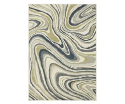 Goodman Ivory & Navy Swirl Area Rug, (1.1' X 7.3')