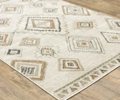 Geetleen Ivory & Orange Geometric Area Rug, (5.3' X 7.3')