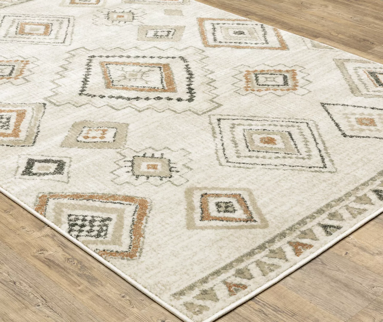 Geetleen Ivory & Orange Geometric Area Rug, (5.3' X 7.3') 1 Geetleen Ivory & Orange Geometric Area Rug, (5.3' X 7.3')