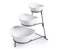 Gracious Dining 3-Piece Ceramic Bowl Set With Metal Rack