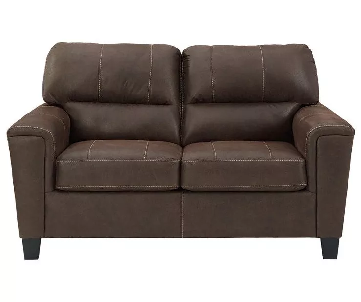 Navi Chestnut Faux Leather Loveseat 1 Navi Chestnut Faux Leather Loveseat