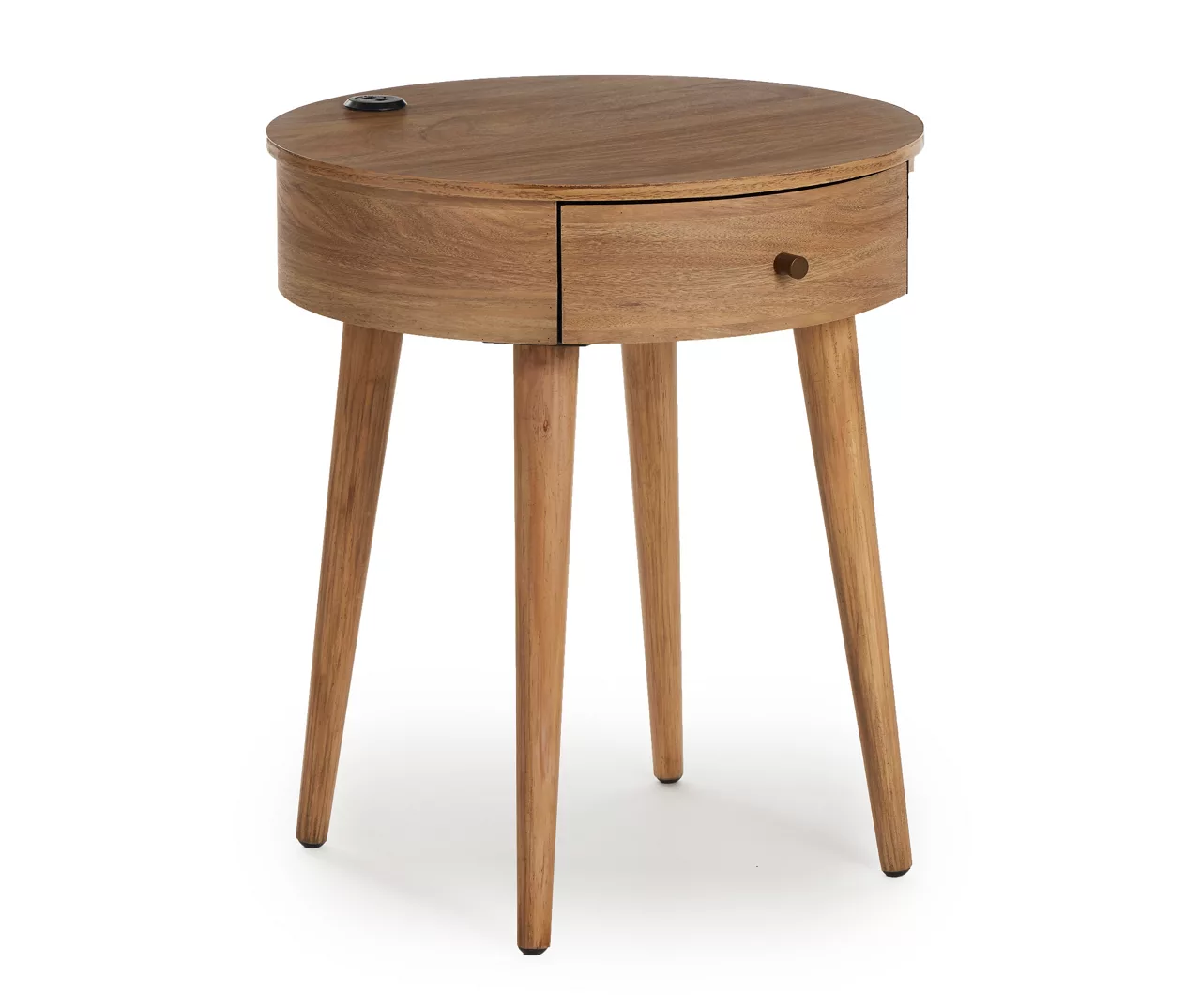 Medium Mango Round Side Table With USB Charging 2 Medium Mango Round Side Table With USB Charging - Image 2