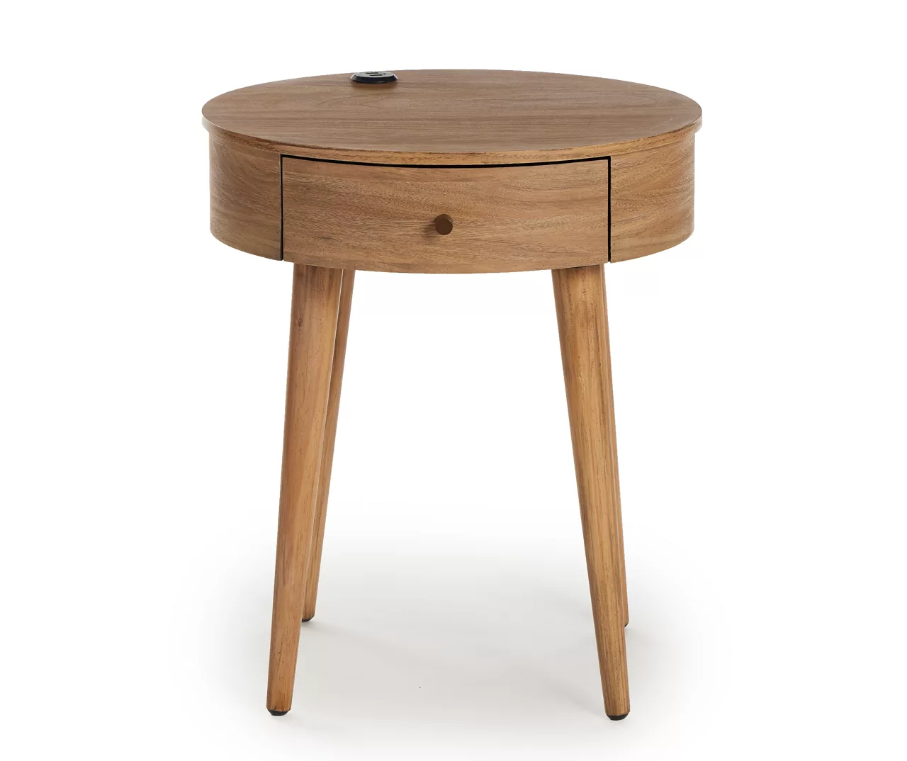 Medium Mango Round Side Table With USB Charging 1 Medium Mango Round Side Table With USB Charging