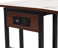 Walnut Drop-Leaf C Side Table With USB Charging -Home Furnishing Store 810587517 3