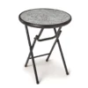 18" Gray Floral Tempered Glass Outdoor Folding Table