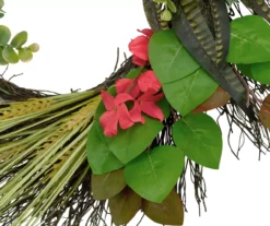 22" Green & Red Eucalyptus & Wheat Harvest Wreath -Home Furnishing Store 810590251 2