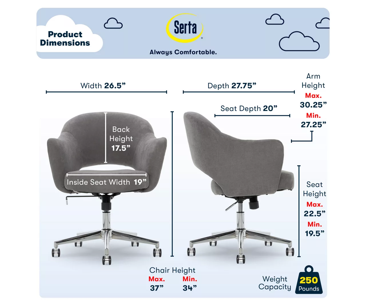 Valetta Gray Microfiber Office Chair 6 Valetta Gray Microfiber Office Chair - Image 6