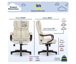 Conway Ivory Big & Tall Bonded Leather Office Chair -Home Furnishing Store 810590382 6