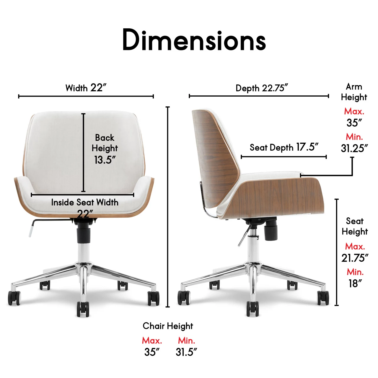 Ophelia Fabric Office Chair 16 Ophelia Fabric Office Chair - Image 16