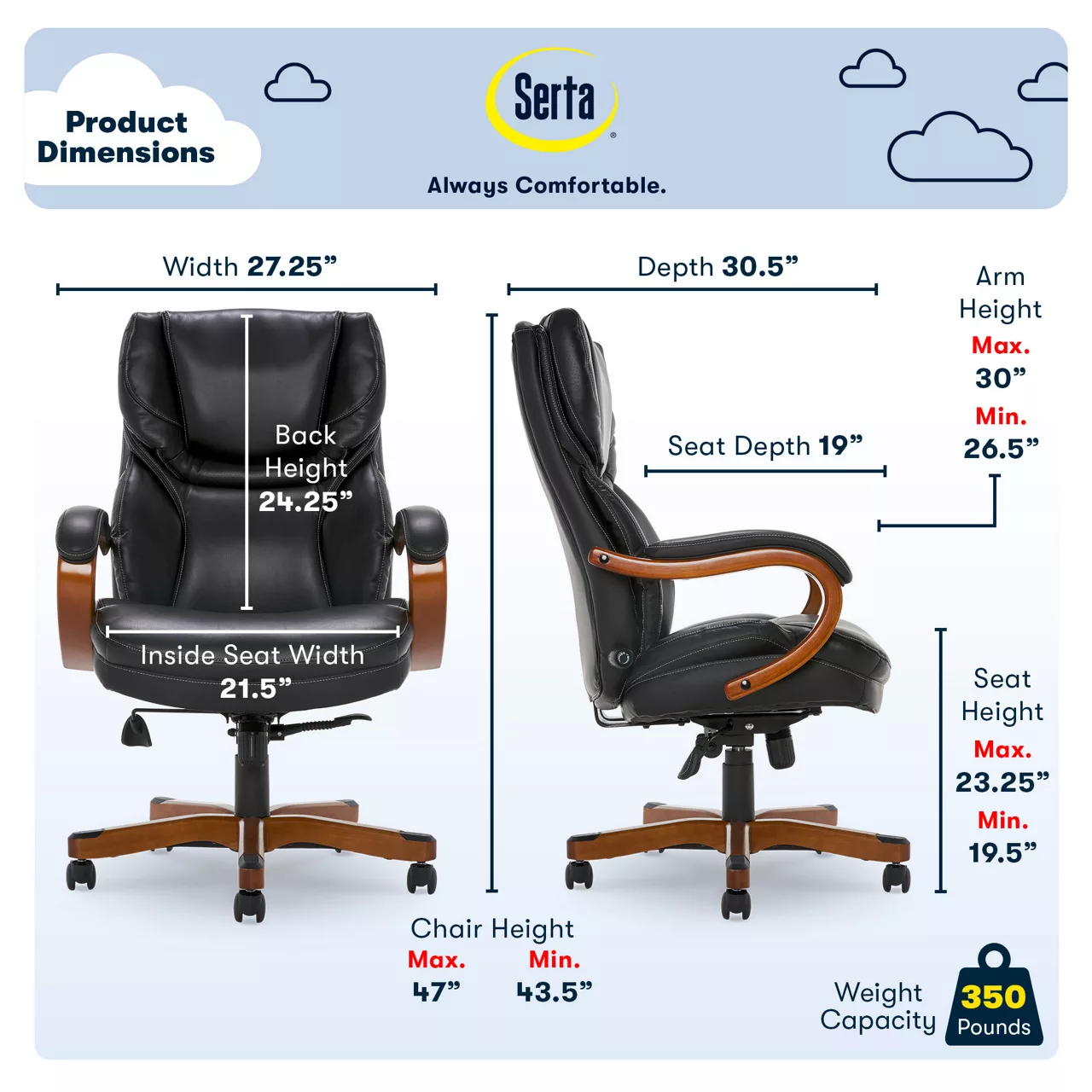 Serta Conway Big & Tall Bonded Leather Office Chair 19 Serta Conway Big & Tall Bonded Leather Office Chair - Image 19