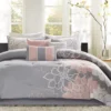 Jane Gray & Blush Floral California King 7-Piece Comforter Set