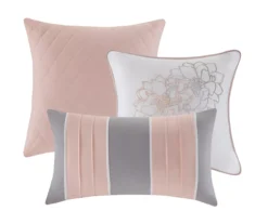 Jane Gray & Blush Floral California King 7-Piece Comforter Set -Home Furnishing Store 810590685 810590684 810590683 810590682 3