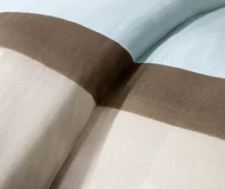 Beverly Light Blue & Brown Color Block Queen 7-Piece Comforter Set -Home Furnishing Store 810590778 810590777 810590776 10