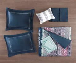 Blaire Navy & Aqua Boho Medallion Twin XL 8-Piece Comforter Set 15 Blaire Navy & Aqua Boho Medallion Twin XL 8-Piece Comforter Set -Home Furnishing Store 810590802 810590801 810590800 810590799 5