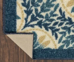 Blue & Cream Peacock Floral Kitchen Rug, (30" X 18") 8 Blue & Cream Peacock Floral Kitchen Rug, (30" X 18") -Home Furnishing Store 810591257 2